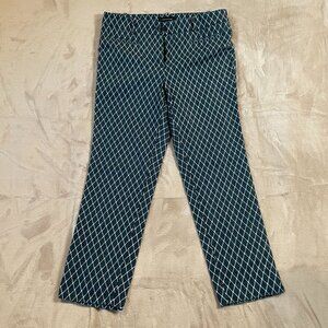 Ann Taylor Women’s Teal/Pink Diamond Pattern Slim Fit Cropped Pants